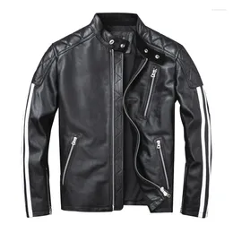 Men's Tracksuits Pure First Layer Cowhide Leather Motorcycle Suit Stand Collar Short Coat Fashionable Handsome