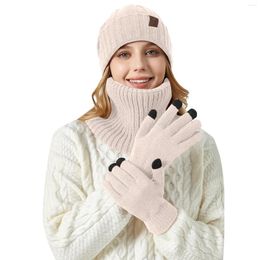 Scarves 3pcs Women's Beanie Hat Scarfs Gloves Sets Autumn Winter Solid Color Casual Warm Caps Fashion Outdoor Knitting Hats