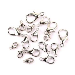 400Pcs 10 12 14 16mm Silver Plated Alloy Lobster Clasp Hooks Fashion Jewelry Findings For DIY Bracelet Chain Necklace339z