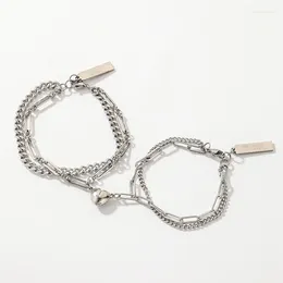 Charm Bracelets Fashion Titanium Steel Love Magnet Suction Design Bracelet 2023 Romantic Valentine Gift Hand Jewellery Women
