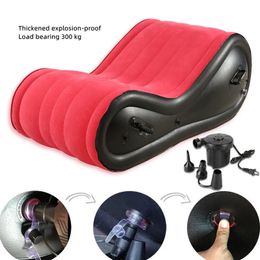 Bondage Inflatable Multi-function Sex Sofa Flocking Furniture Bed Chair Foldable Portable Lovers Pose Stimulating Sex Toys 231128