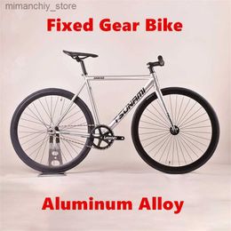 Bikes TSUNAMI SNM100 Fixed Gear Bike Aluminium Alloy Frame Sing Speed Bicyc Flat Spoke Wheel Fixie Bearing Hub V-brake Customizab Q231129