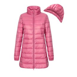 Womens Down Parkas Ladies Coats Long Winter Hat Detachable Jacket Light Women Hooded Female Warm Coat Regular 231129