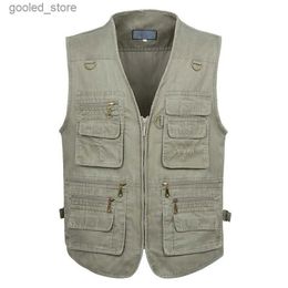 Men's Vests Fishing Vest Men Sleeveless Jacket Work Vests Outdoors Vest With Many 16 Pockets Men Multi Pocket Photograph Waistcoat L-6XL 7XL Q231129