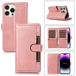 Retro Magnetic Flip Vogue Phone Case for iPhone 15 Plus 14 13 12 11 Pro Max Samsung Galaxy S23 S24 Note20 Ultra Lanyard Multiple Card Slots Leather Wallet Bracket Shell