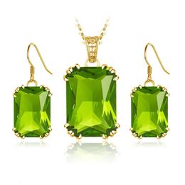 Wedding Jewellery Sets 14K Gold For Women Gemstones Peridot Earrings Pendientes Boho Real 925 Sterling Silver Fine Jewellery 231128