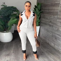 Women's Two Piece Pants Boutique Casual Women Sets Office Lady Outfits Sleeveless Streetwear 2023 Spring Summer 2 Matching Suits