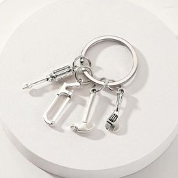 Keychains Creative Simulation Metal Mini Tool Keychain Hanging Wrench Hammer Men's Car Pendant Small Gift