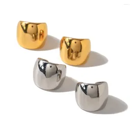 Backs Earrings Youthway Golden Steel Colour Stainless Simple Smooth Wide Ear Clip Piercing-free Cuff Waterproof Jewellery For Women