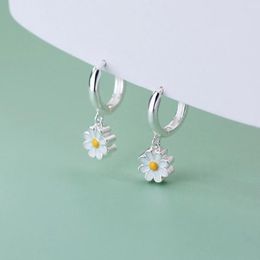 Hoop Earrings Daisy Flower Pendant For Women Korean Sweet Cute Hanging Girl Wedding Party Jewelry Gift