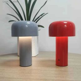 Table Lamps Rechargeable Mushroom Table Lamp Bellhop Cordless Portable Nordic Night Lights for Bedroom Decor Wireless Touch USB Desk Lamp YQ231129