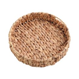 Organisation Durable Storage Holder Multifunctional Heavy Duty Vegetable Hotel Round Shape Grass Weaving Fruit Tray Craft Home Living Room