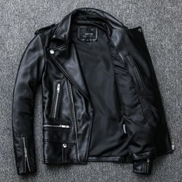 Men's Tracksuits Motorcycle Fashion Leather Top Layer Sheep Slim Jacket Lapel Youth Coat