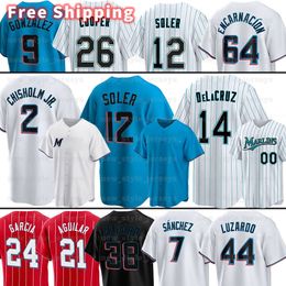 2 Jazzs Chisholm Jr Baseball Jerseys Marlins Nick Fortes Bryan De La Cruz Jorge Soler Miami Luis Arraez Sandy Alcantara Sandy Alcantara Avisail Garcia Danny Jansen