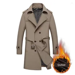 Men's Trench Coats BROWON Brand Long Jacket For Men Fashion Lace-Up Casual Solid Winter Coat 2023 Autumn Turn-Down Collar Windbreaker Male