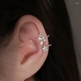 Backs Earrings 1pc Dainty Crystal Butterfly Flower Ear Clip Non Piercing For Women Chic Cartilage Bone Y2k Fashion Jewelry KDE027