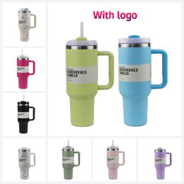 2024 1pc New Quencher H2.0 40oz Stainless Steel Tumblers Cups With Silicone Handle Lid and Straw 2nd Generation Car Mugs Vacuum Insulated Water Bottles with logo G8821