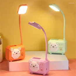 Table Lamps Cartoon LED Book Light Night Desktop Learning Eye Protection Lamp Multifunctional Pen Holder Bedroom Bedside