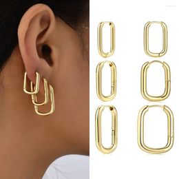 Hoop Earrings Gold Color Metal Geometric Square Earring For Women Fashion Minimalist Small Circle Tiny Hoops Huggie Ear Buckle Jewelry