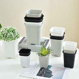 Square Versatile Pot, Home Horticultural Plastic Flower Pot, High Waist Pot, Black Grey White Matte, for succulent purposes