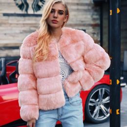 Women's Fur Faux Fur Winter Fur Coat Women 2023 Plush Cropped Jacket Pink Fox Fur Coat Ladies Outwear Warm Clothes Flurry Fake Fur Jacket Plus Size 231129