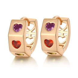 Fashion 18K Yellow Gold Plated Small Earrings Cubic Zirconia Little Hearts Hoop Earrings Women Ear Jewellery Heart Earring309y
