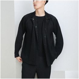 Mens Vests Pelated Jacket Summer Autumn Fold Menswear 2021 Loose Matching Men Shirt Clothes Cardigan Miyak Pleats Top Drop Delivery Ap Dhtmb