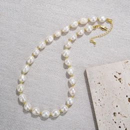 Pendant Necklaces Original Design Minimalist 10-11mm Real Baroque Pearl Gold Colour Bead Necklace Neckchain