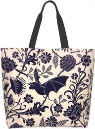 Storage Bags Bats Flower Tote Bag For Women Reusable Grocery Waterproof Shopping Handbag With Inner Pocket Travel Work Beach Gym