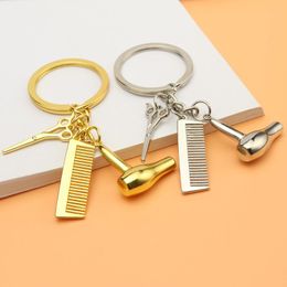 Keychains Funny Wash Cut And Blow Decoration Metal Keychain Fashion Creative Haircut Set Key Ring Backpack Pendant Birthday Jewelry GiftKeyc