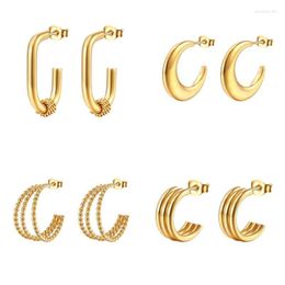 Hoop Earrings Delicate Luxury For Women Gold Plated Stainless Steel Earring Tarnish Free Jewelry Ear Ring Birthday Gifts