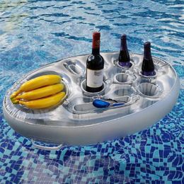 Inflatable Floats & Tubes Summer Party Beer Cup Holder Pool Float Juice Drinking Snack Table Bar Tray Beach Swimming Accessories312d