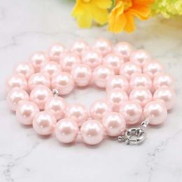 Chains 12mm Pink South Sea Shell Pearl Necklace Jewellery For Women Rope Chain Beads Natural Stone Girl Gift Butterfly