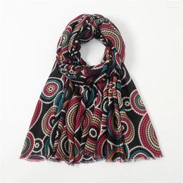 Scarves Warm Winter Viscose Scarf Pashmina Women Aztec Design Ethnic Circle Shawls Wrap Female Thick Blanket Bufandas Muslim Hijab 2023