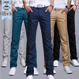 Men's Pants 2023 Spring Autumn New Casual Pants Men Cotton Slim Fit Chinos Fashion Trousers Brand Clothing Plus Size 9 Colour Trousers L231129