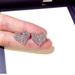 Korean Sweet Cute Simple Fashion Jewellery 925 Sterling Silver Pave White Sapphire CZ Diamond Gemstones Women Wedding Bridal Stud Ea2818