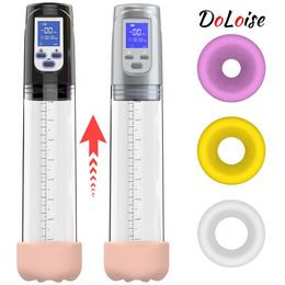 Pump Toys Enlargement Vacuum Pump LCD Electric Penis Pumps Male Masturbator Penile Extender with Colorful Sleeve Adult Sex Toys for Men 231128