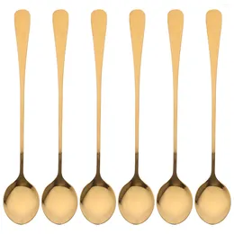 Coffee Scoops 6 Pcs Stainless Steel Spoons With Holder Ice Small Gold Stirring For Dessert