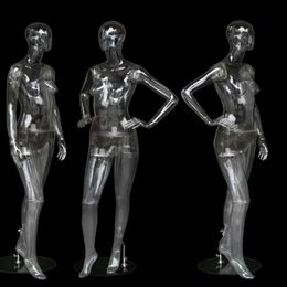 Full-body Transparent Plastic Transparent Female Model Clothing Shooting Hollow 3D Display Props Fork-handed Mannequin3050