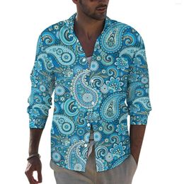 Men's Casual Shirts Trippy Hippie Shirt Retro Paisley Long Sleeve Graphic Street Style Blouses Autumn Loose Oversized Clothes