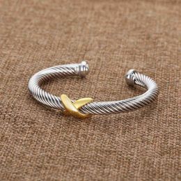 Cross Silver Designer Gold Braided Charm Fashion Bracelet Jewellery Bracelets Bangle Cuff ed X 925 Zircon Luxury Birthday260P