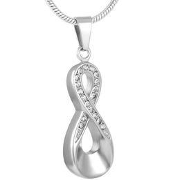 ijd9168 Memorial Ash Keepsake for Pet Human Ashes Infinity Cremation Jewellery with Clear Crystal Jeweller Plated244Q