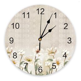 Wall Clocks Vintage Flowers Clock Modern Design Living Room Decoration Kitchen Silent Home Decor