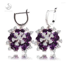 Dangle Earrings SHUNXUNZE Drop For Women Bohemian Flash Sale Purple Pink Cubic Zirconia Jewellery & Accessories Rhodium Plated R509 R512