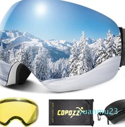 Ski Goggles Frameless AntiFog Night Lens Box Set Protection Snowboard AntiSlip Strap Snow for Men Women