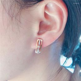 Dangle Earrings Classic Plated 14K Rose Gold Inlaid Crystal Simple Square Earings 585 Purple For Women Fashion Daily Jewelry