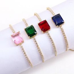 Charm Bracelets 6Pcs Colourful Square Charms Chains Bracelet For Women 2023 Female Simple Gold-color Trendy Gift