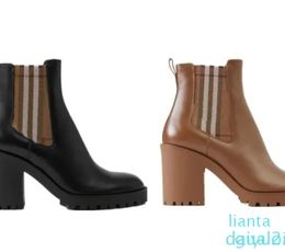 Boots With Black Brown Heel Height Martin Boots Fashion Denim Roman