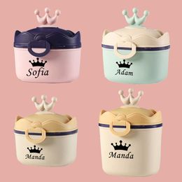 Cups Dishes Utensils Personalize Any Name Portable Baby Food Storage Box Cartoon Infant Milk Powder Box Essential Cereal Toddler Snack Container P230314