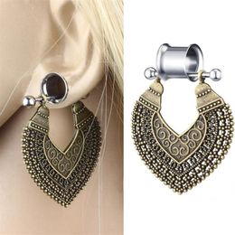 Ear Expander Stainless Steel Double Flared Hollow Expansion Earring Retro Love Flesh Tunnel Plugs Anodized Puncture Body Jewellery S349s